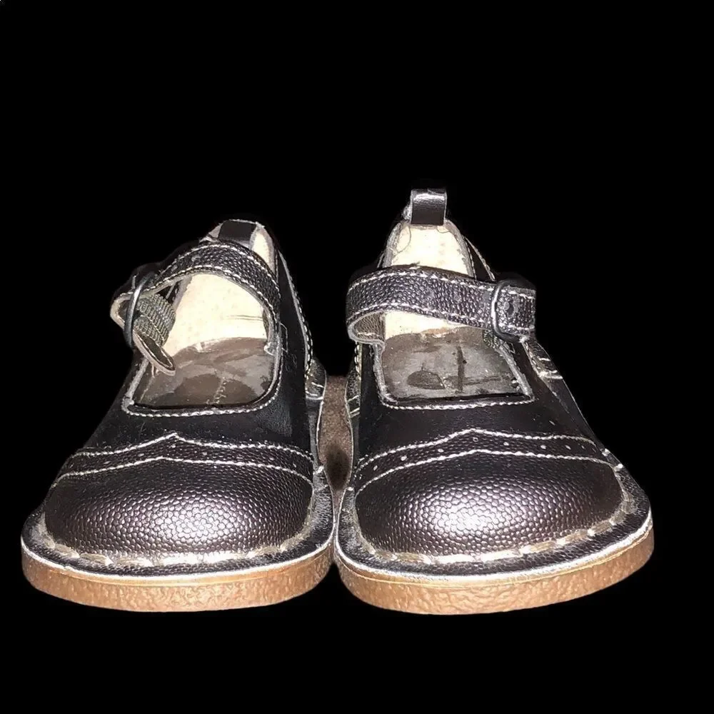 Baby Gap Pewter Silver‎ Mary Jane Shoes Toddler Girls Size 3 Classic Retro